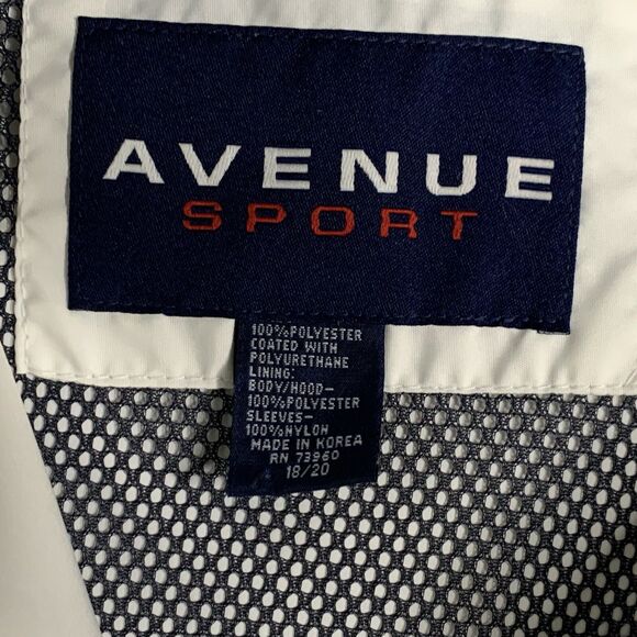 Avenue Sport White Hooded Full Zip Windbreaker Jacket Women 18/20 Zipper Pockets - Picture 6 of 14